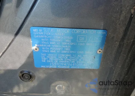 2006 Suzuki Grand Vitara Luxury z USA, uszkodzony, nr VIN JS3TD947864101142